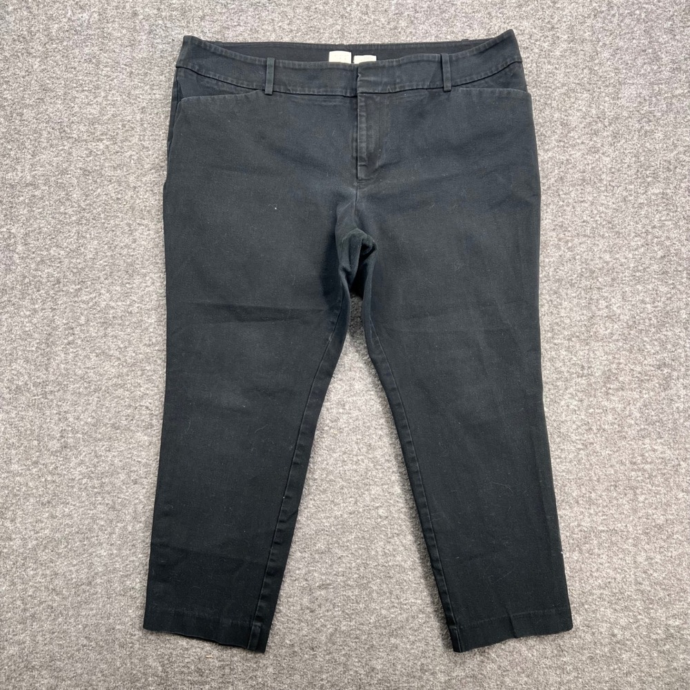 A New Day Womens Black Stretch Cotton Tapered Crop Pants Size 18 Workwear 5465